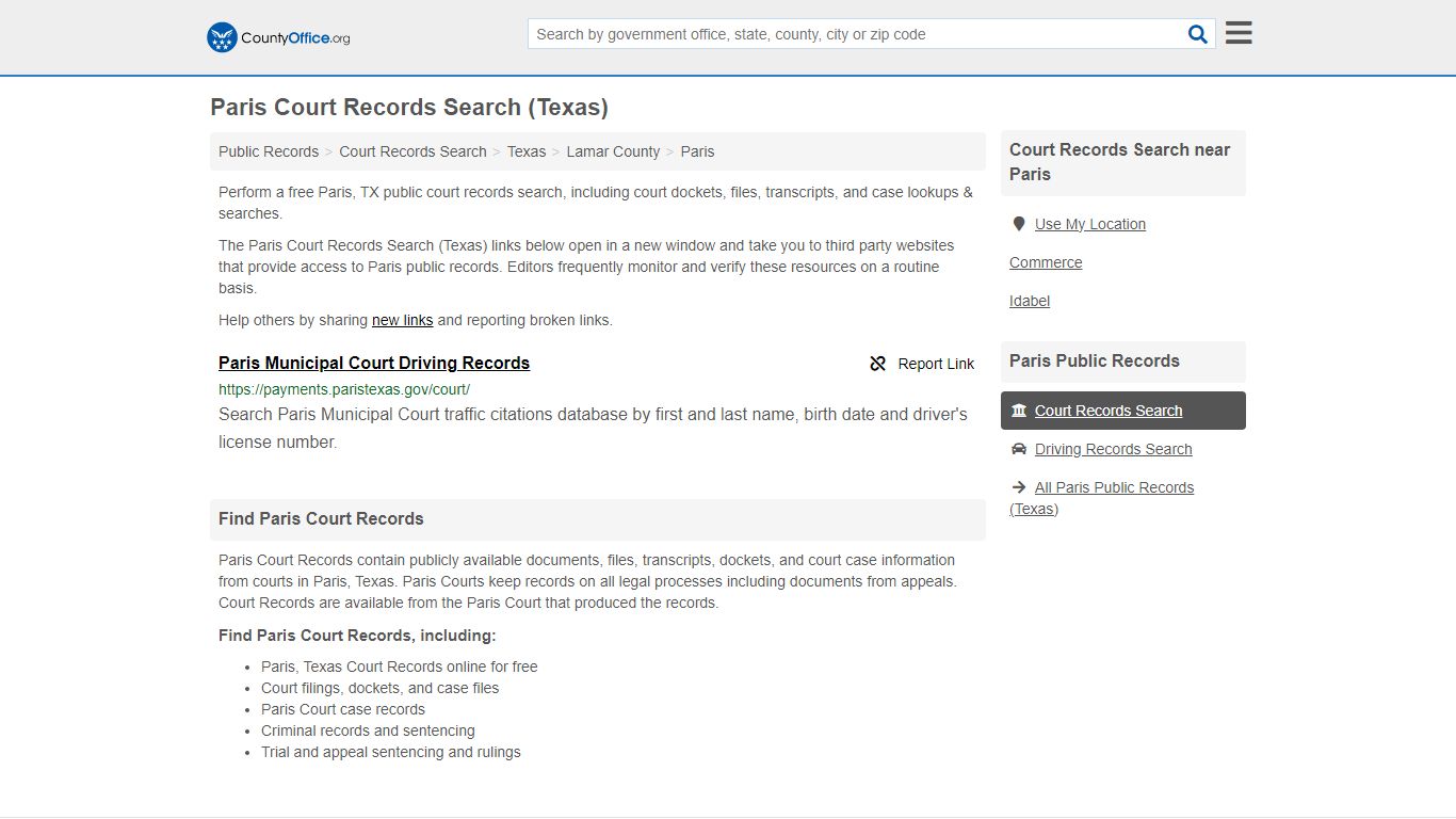 Paris Court Records Search (Texas) - County Office