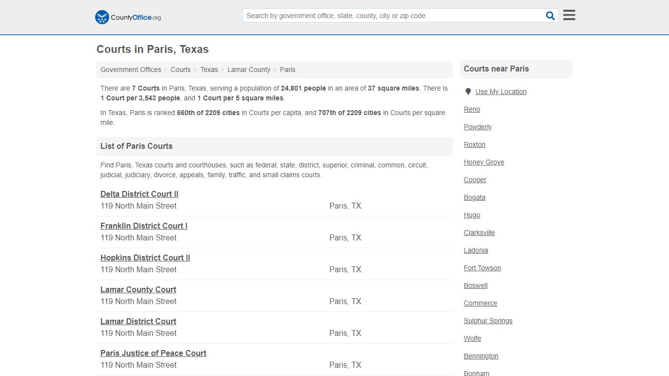 Courts - Paris, TX (Court Records & Calendars) - County Office